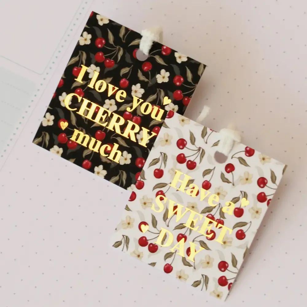 Kit 2 Tags De Presente c/ Hot Stamping Cherry